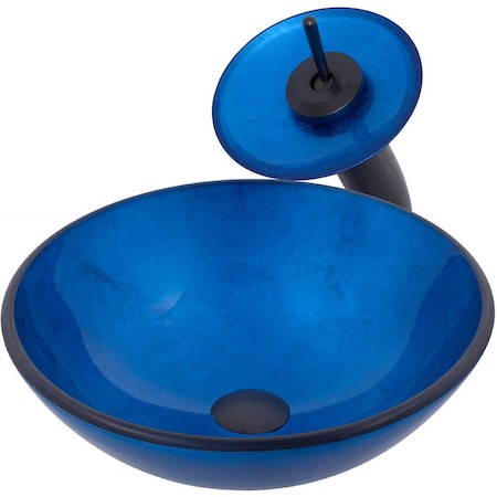 Novatto VERDAZZURRO Glass Vessel Bathroom Sink Set, Oil Rubbed Bronze NSFC-S132001ORB